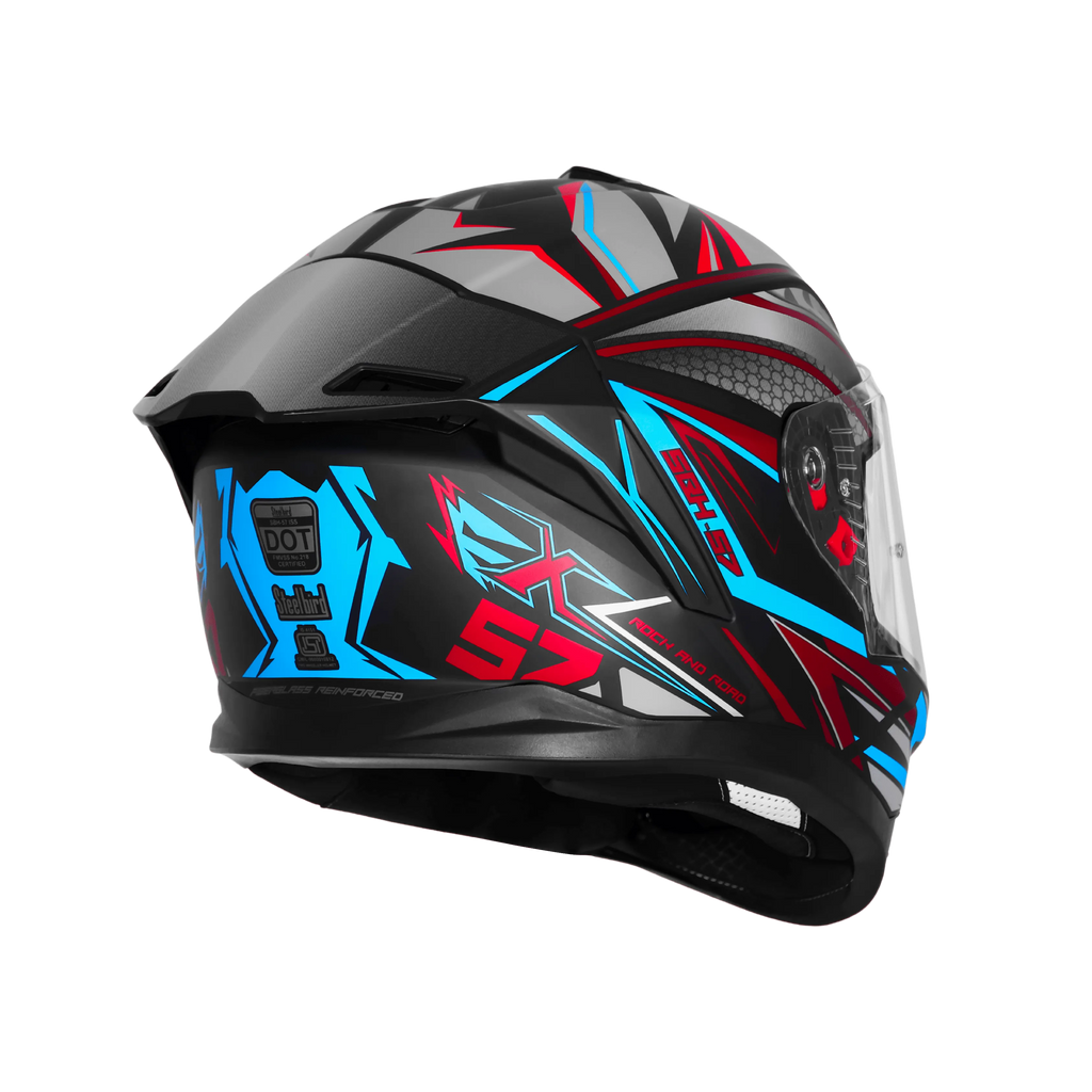 Steelbird Sbh 57 Fighter F12 Black Jazz Blue Full Face Helmet
