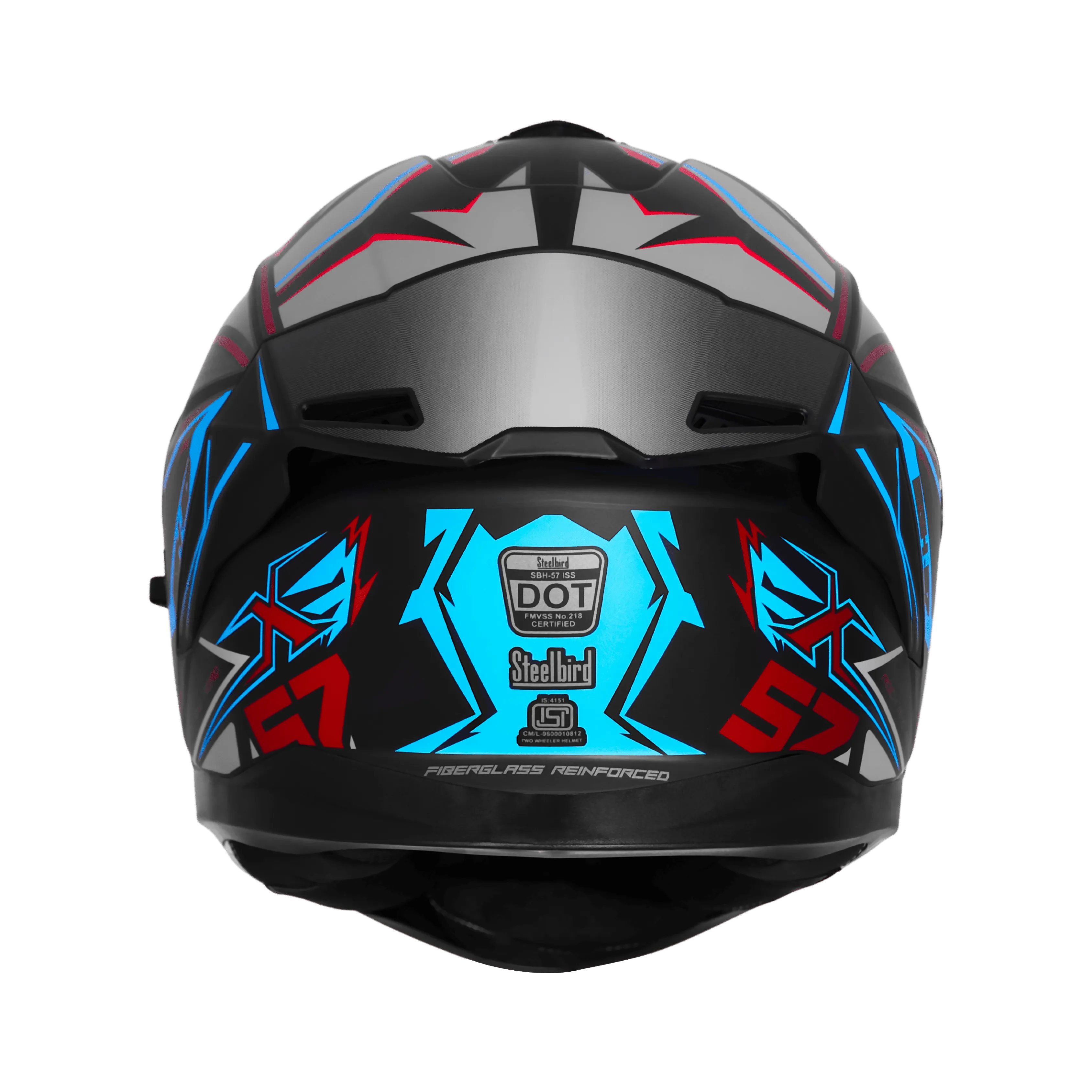 Steelbird Sbh 57 Fighter F12 Black Jazz Blue Full Face Helmet