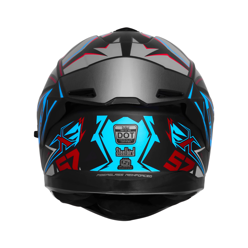 Steelbird Sbh 57 Fighter F12 Black Jazz Blue Full Face Helmet