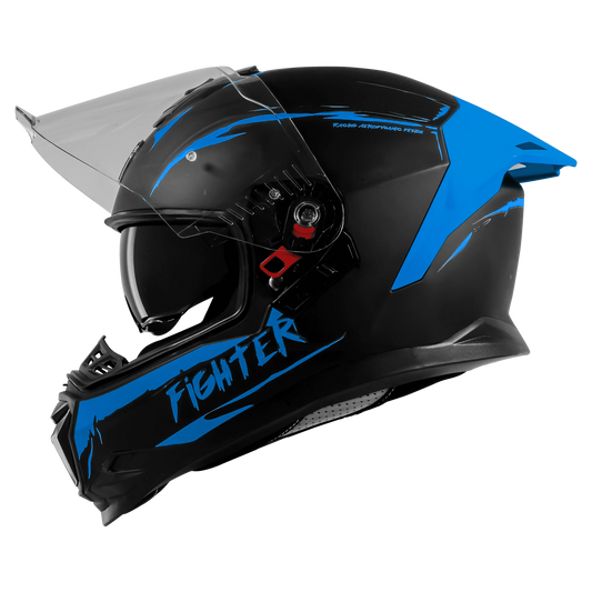STEELBIRD Sbh 57 Fighter F2 Black Blue Full Face Helmet