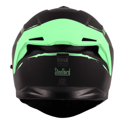 STEELBIRD Sbh 57 Fighter F2 Black Green Full Face Helmet
