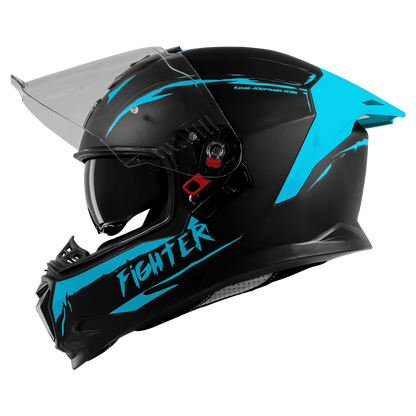 STEELBIRD Sbh 57 Fighter F2 Black Jazz Blue Full Face Helmet