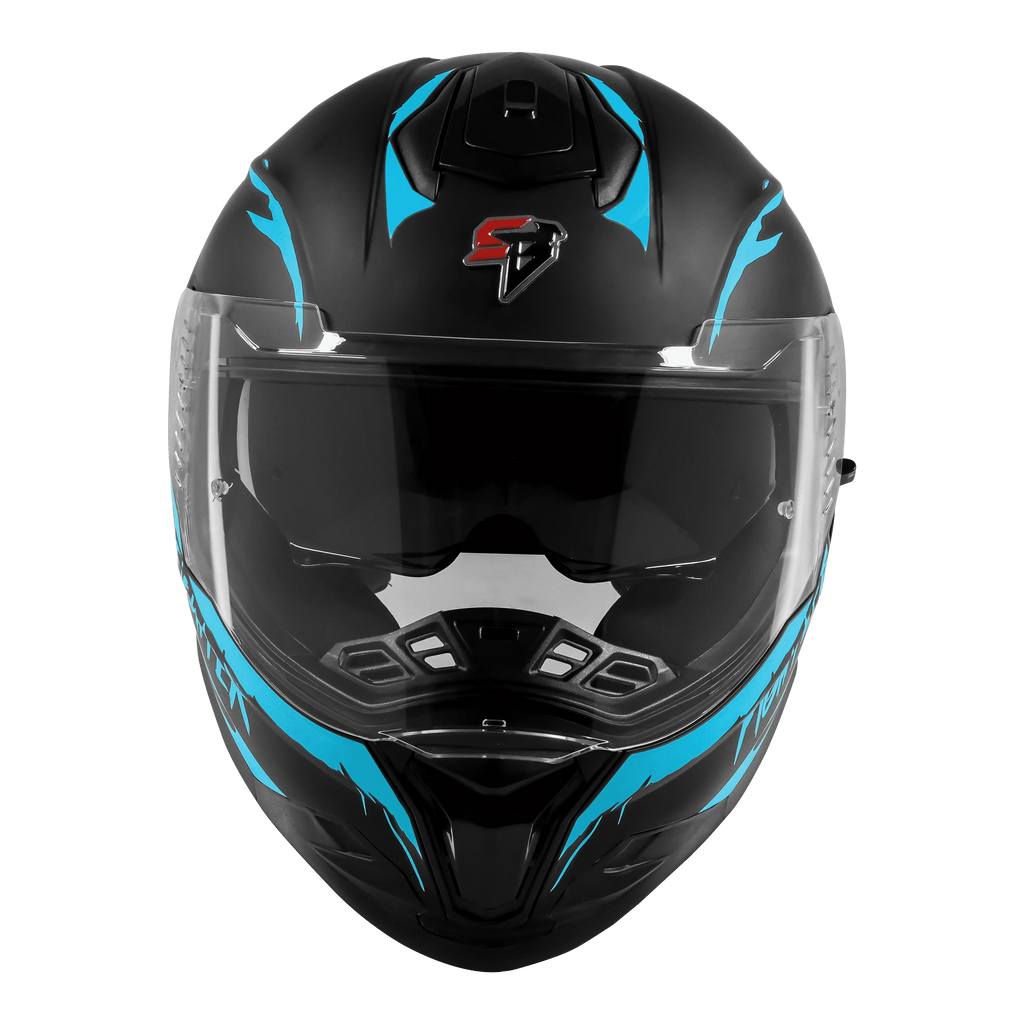 STEELBIRD Sbh 57 Fighter F2 Black Jazz Blue Full Face Helmet