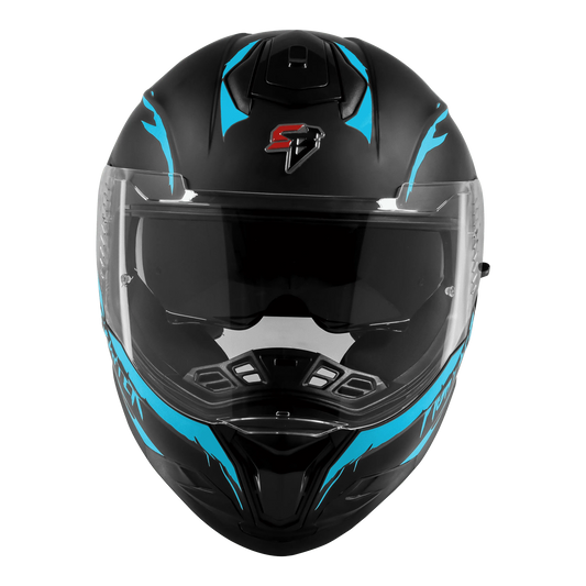 STEELBIRD Sbh 57 Fighter F2 Black Jazz Blue Full Face Helmet