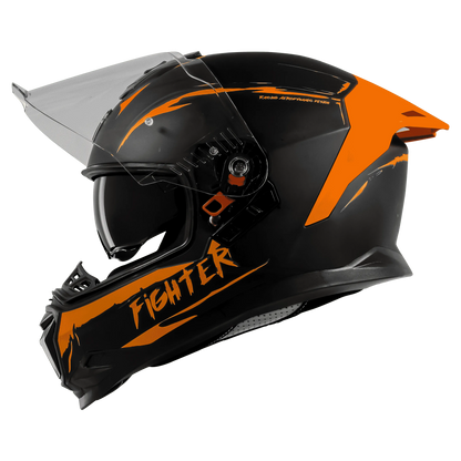 STEELBIRD Sbh 57 Fighter F2 Black Orange Full Face Helmet