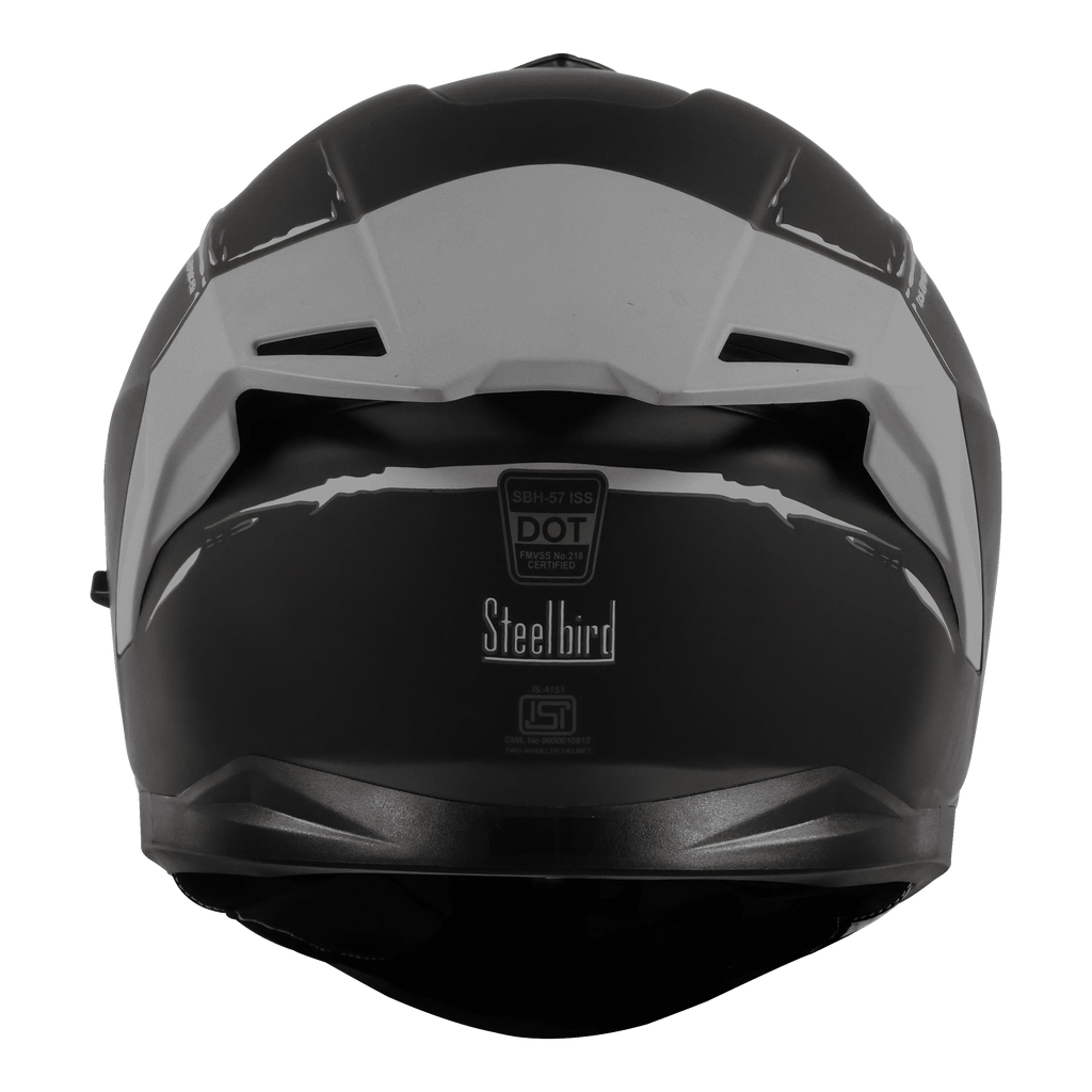 STEELBIRD Sbh 57 Fighter F2 Black Silver Full Face Helmet