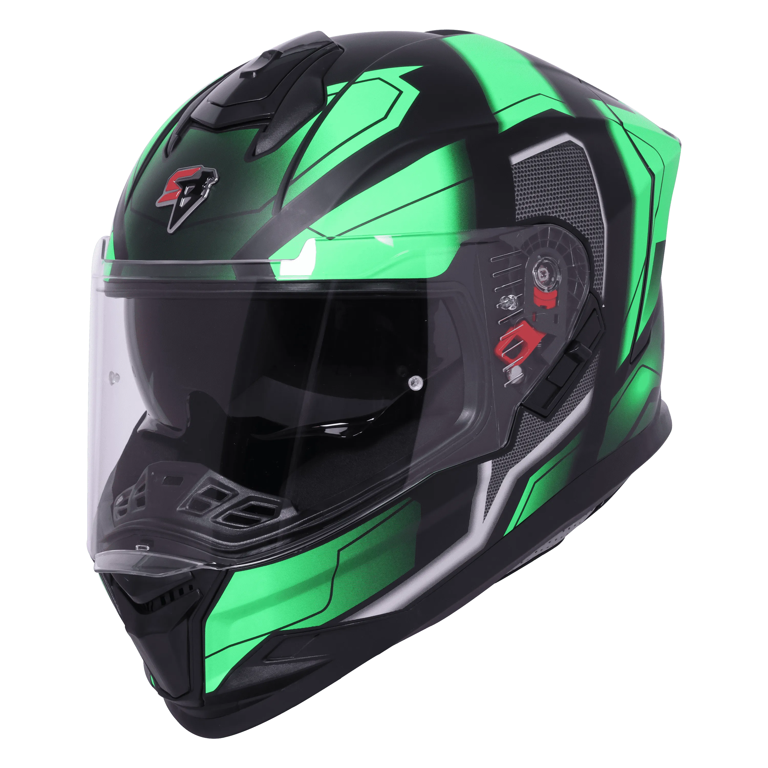 STEELBIRD Sbh 57 Fighter F3 Black Green Full Face Helmet