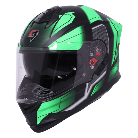 STEELBIRD Sbh 57 Fighter F3 Black Green Full Face Helmet