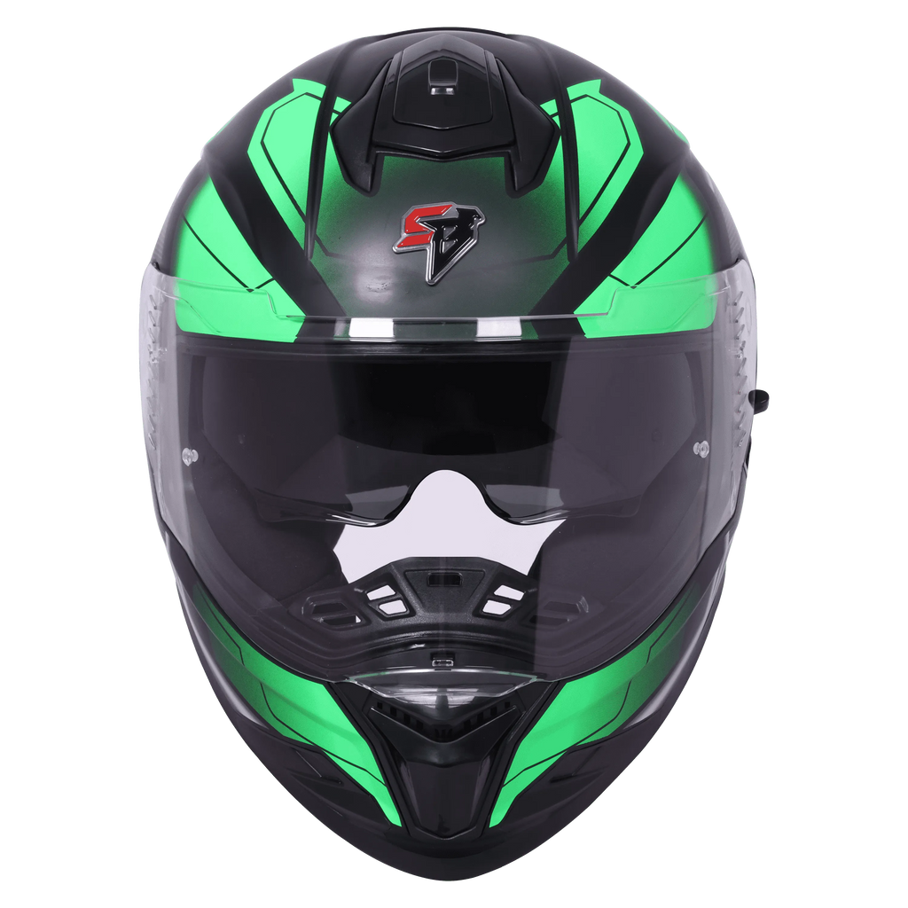 STEELBIRD Sbh 57 Fighter F3 Black Green Full Face Helmet