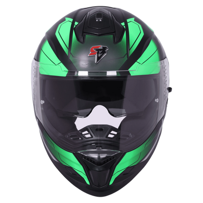 STEELBIRD Sbh 57 Fighter F3 Black Green Full Face Helmet