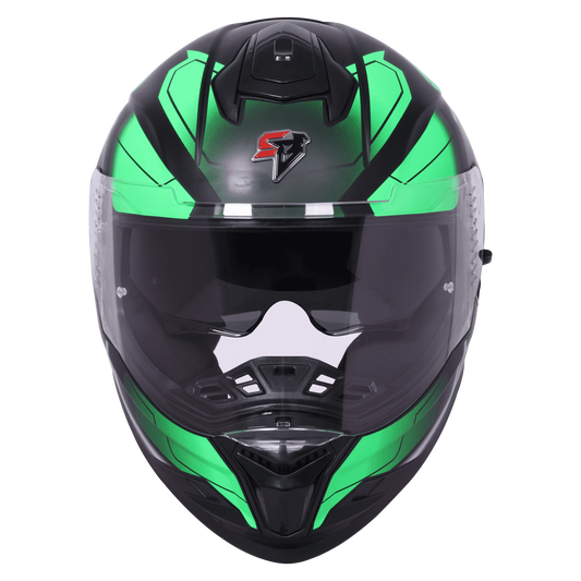 STEELBIRD Sbh 57 Fighter F3 Black Green Full Face Helmet
