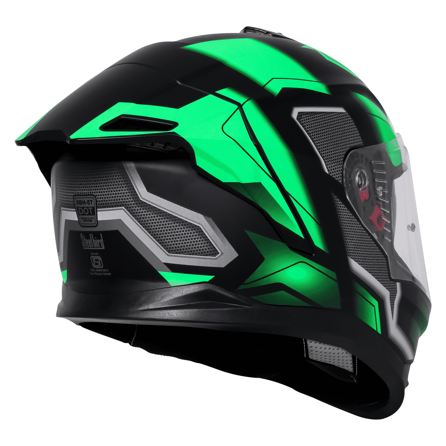 STEELBIRD Sbh 57 Fighter F3 Black Green Full Face Helmet