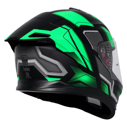STEELBIRD Sbh 57 Fighter F3 Black Green Full Face Helmet
