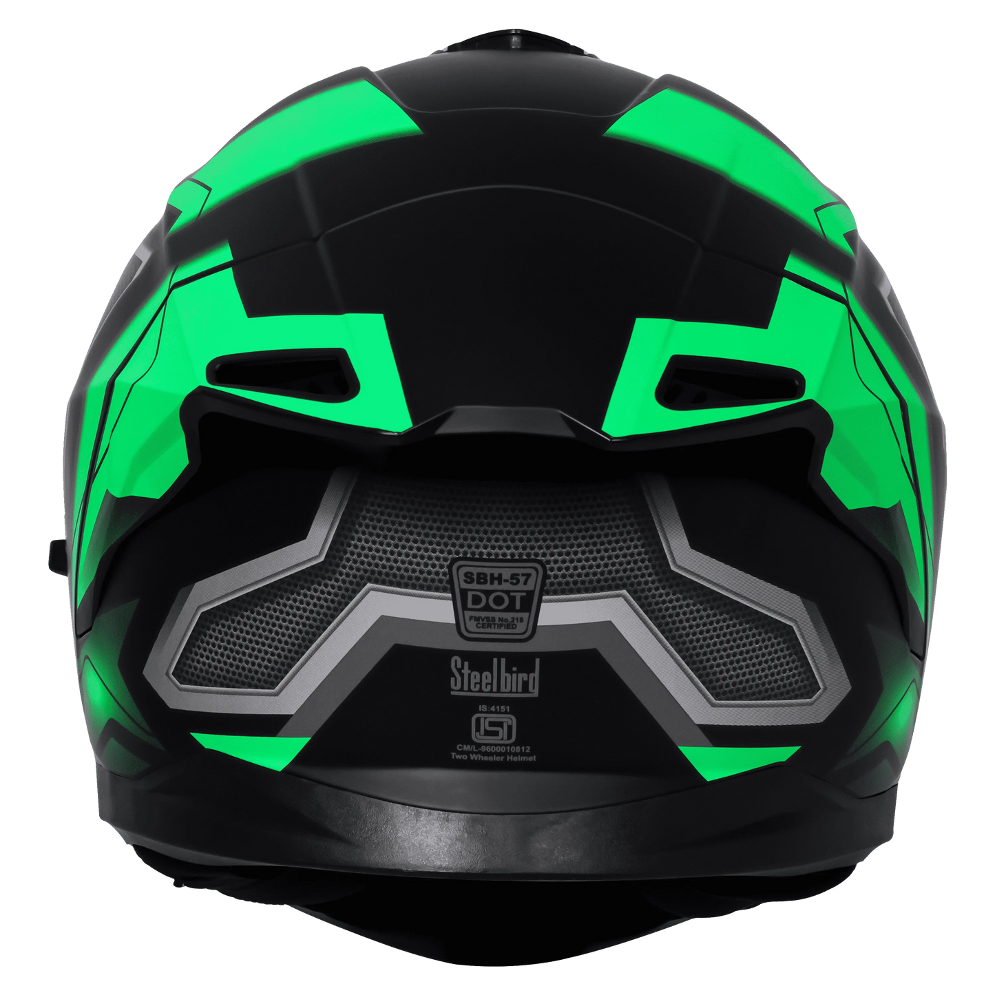 STEELBIRD Sbh 57 Fighter F3 Black Green Full Face Helmet