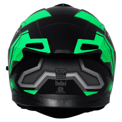 STEELBIRD Sbh 57 Fighter F3 Black Green Full Face Helmet