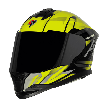 STEELBIRD Sbh 57 Fighter F4 Black Fl Yellow Full Face Helmet