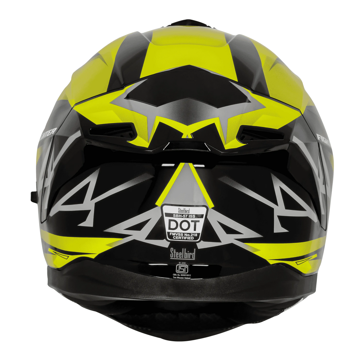 Steelbird Sbh 57 Fighter F4 Black Fluo Yellow Full Face Helmet