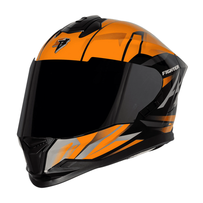 STEELBIRD Sbh 57 Fighter F4 Black Orange Full Face Helmet