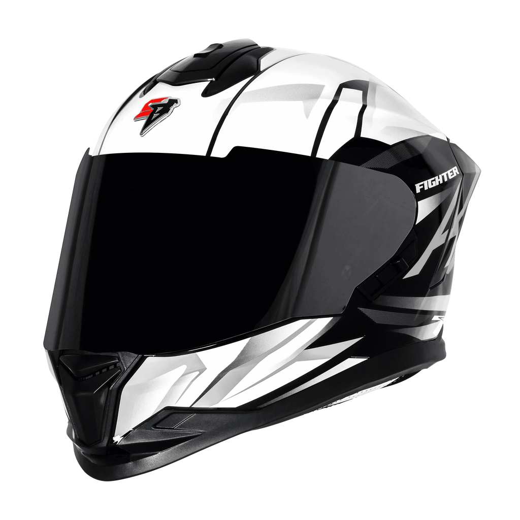 STEELBIRD Sbh 57 Fighter F4 Black White Full Face Helmet