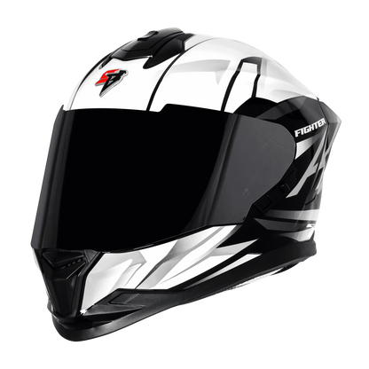 STEELBIRD Sbh 57 Fighter F4 Black White Full Face Helmet