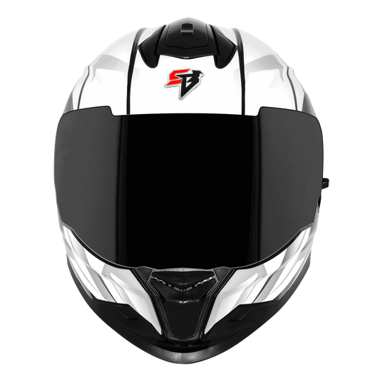 STEELBIRD Sbh 57 Fighter F4 Black White Full Face Helmet