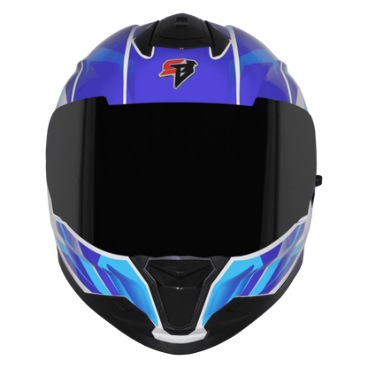 STEELBIRD Sbh 57 Fighter F4 White Sky Blue Full Face Helmet
