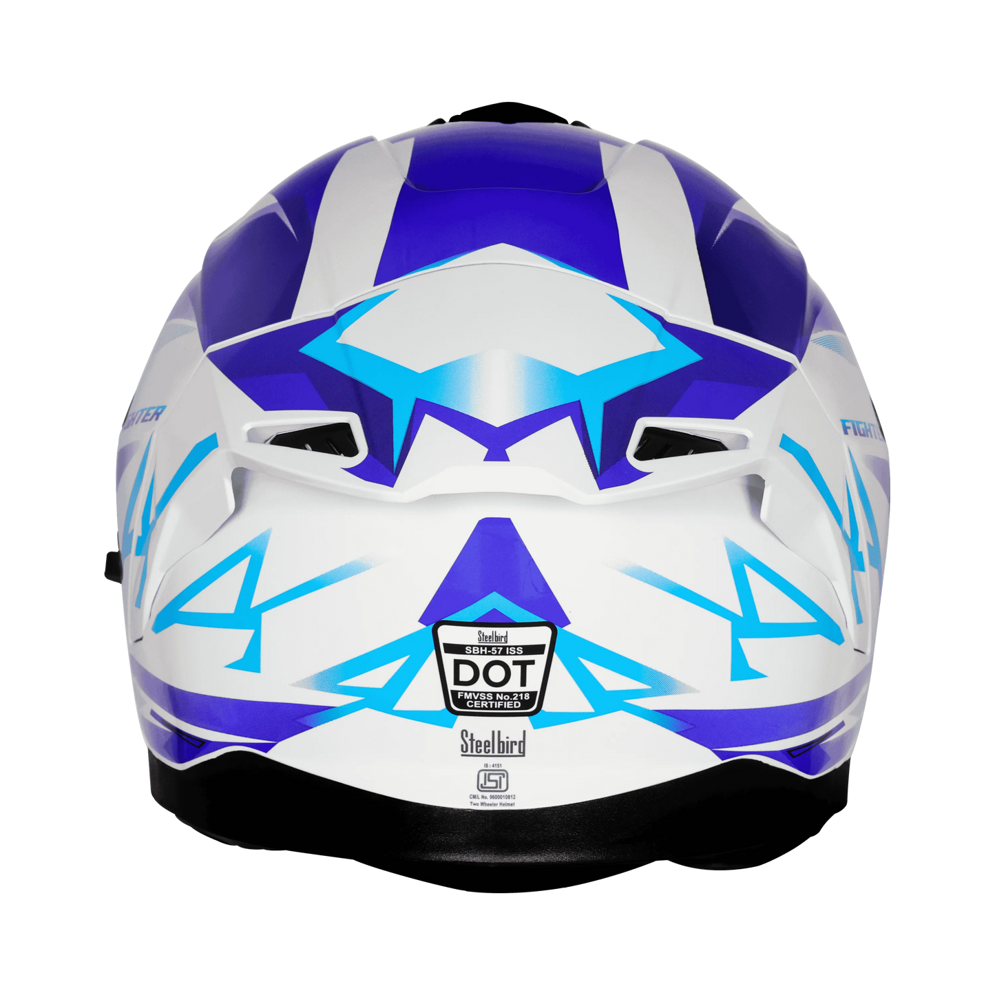 STEELBIRD Sbh 57 Fighter F4 White Sky Blue Full Face Helmet