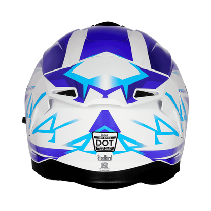 STEELBIRD Sbh 57 Fighter F4 White Sky Blue Full Face Helmet