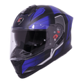 STEELBIRD Sbh 57 Iss Fighter F3 Glossy Black Blue Full Face Helmet