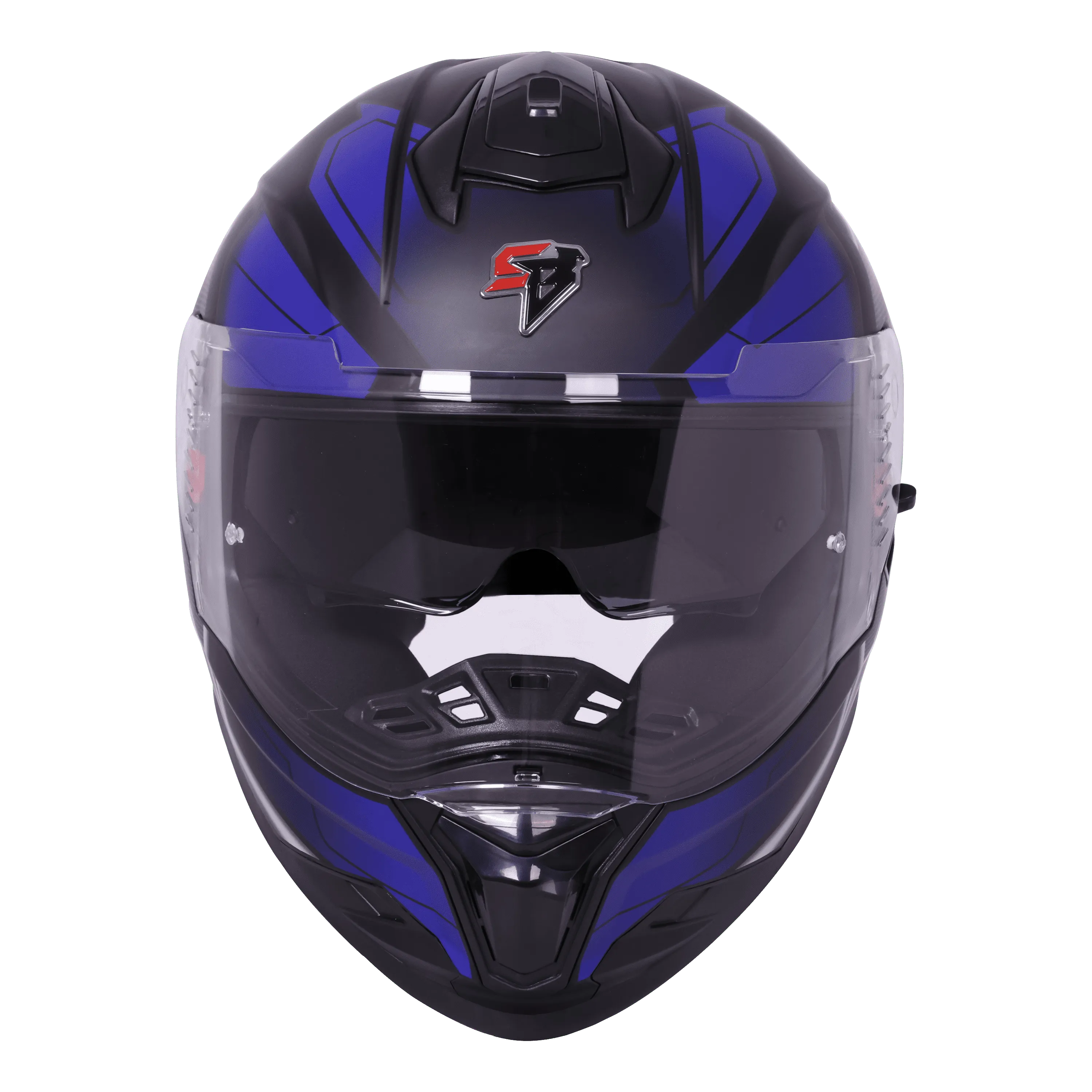 STEELBIRD Sbh 57 Iss Fighter F3 Glossy Black Blue Full Face Helmet