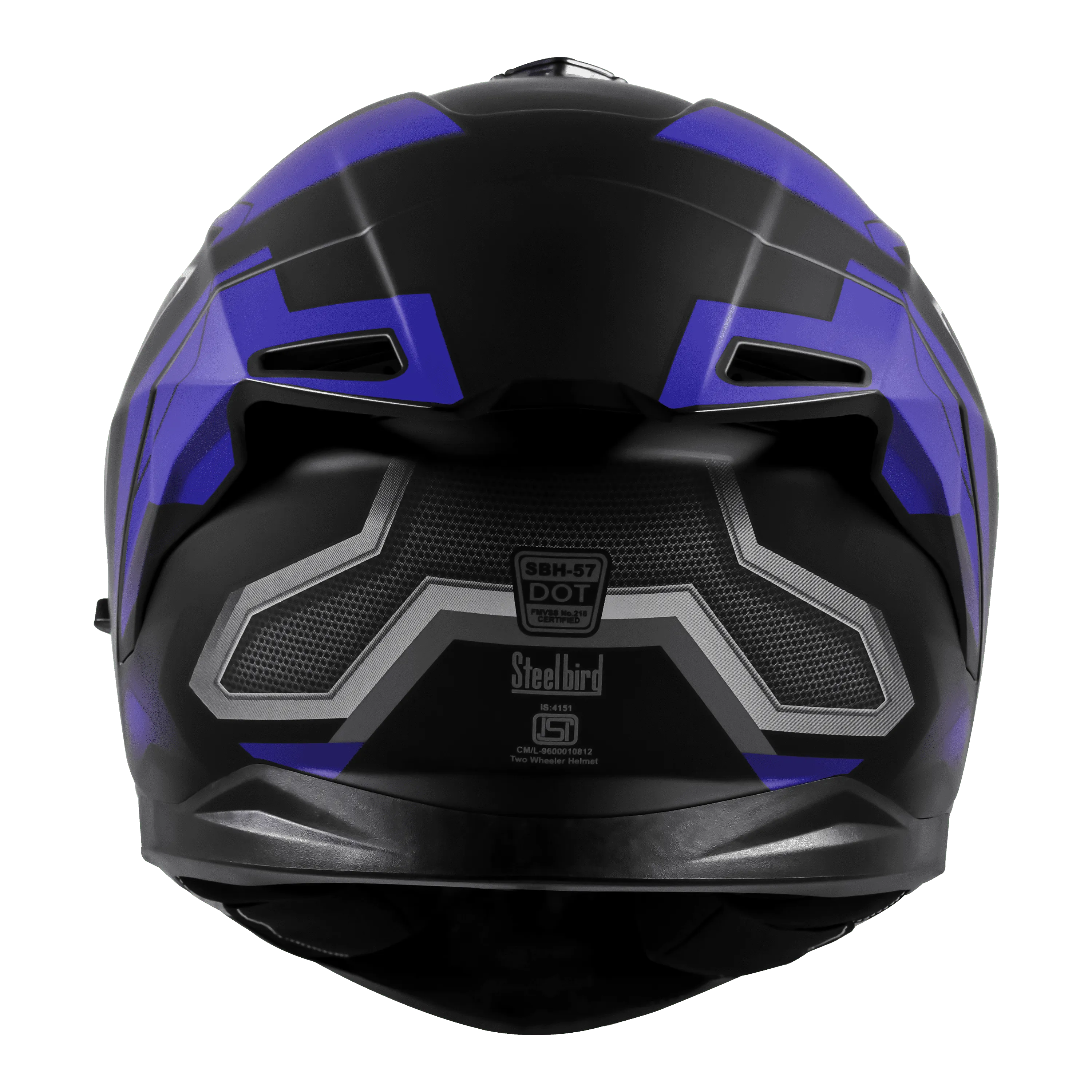 STEELBIRD Sbh 57 Iss Fighter F3 Glossy Black Blue Full Face Helmet