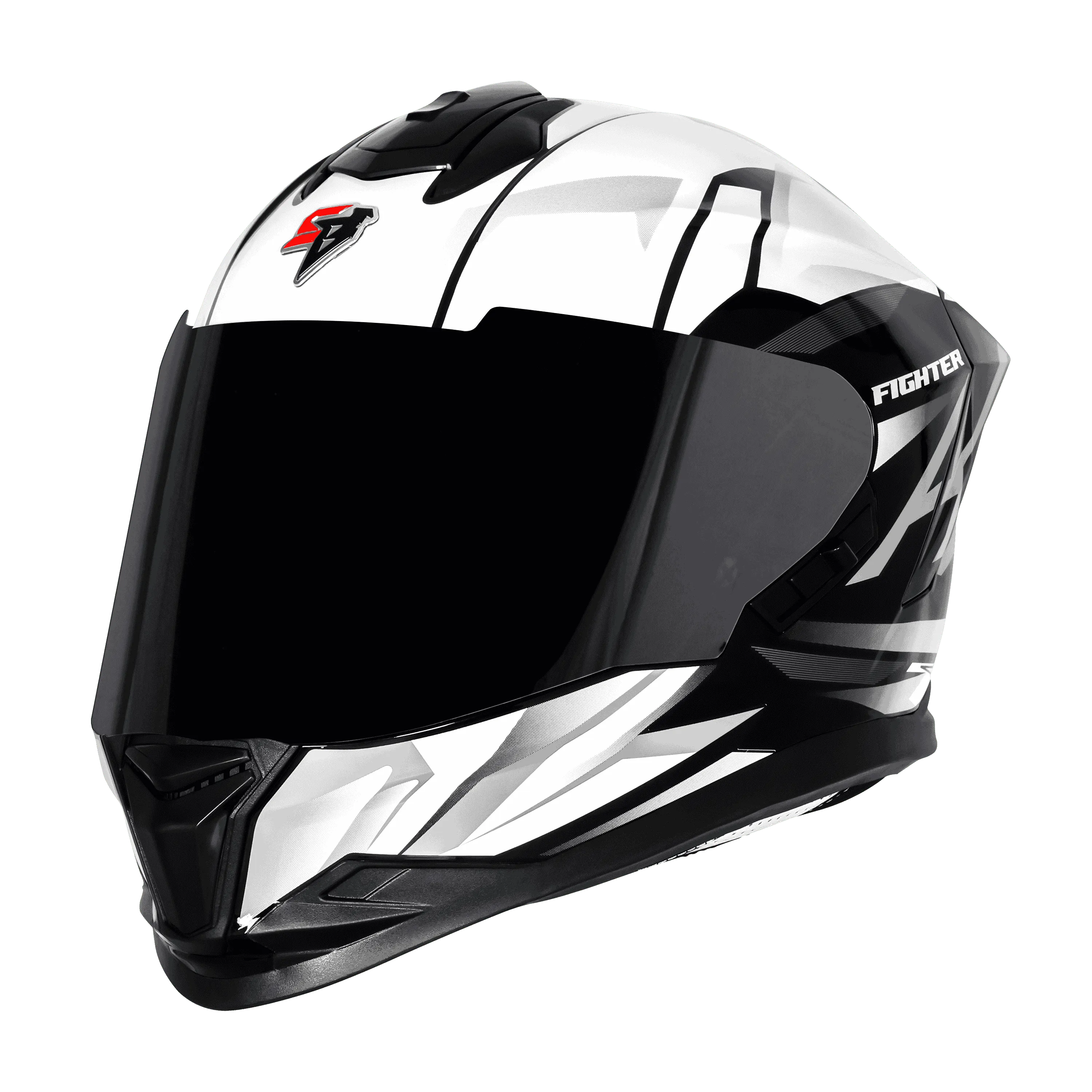 STEELBIRD Sbh 57 Iss Fighter F4 Black White Full Face Helmet