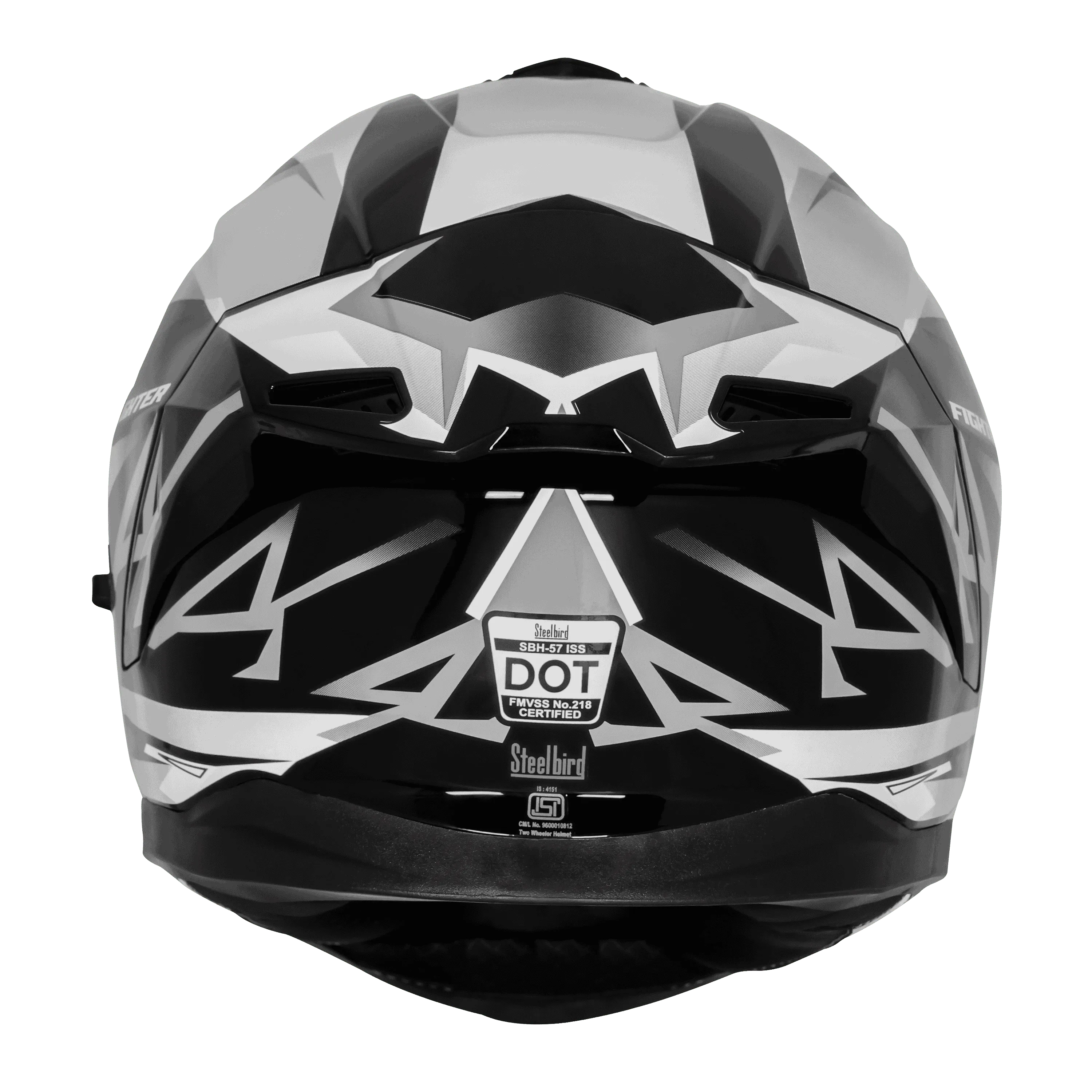 STEELBIRD Sbh 57 Iss Fighter F4 Black White Full Face Helmet