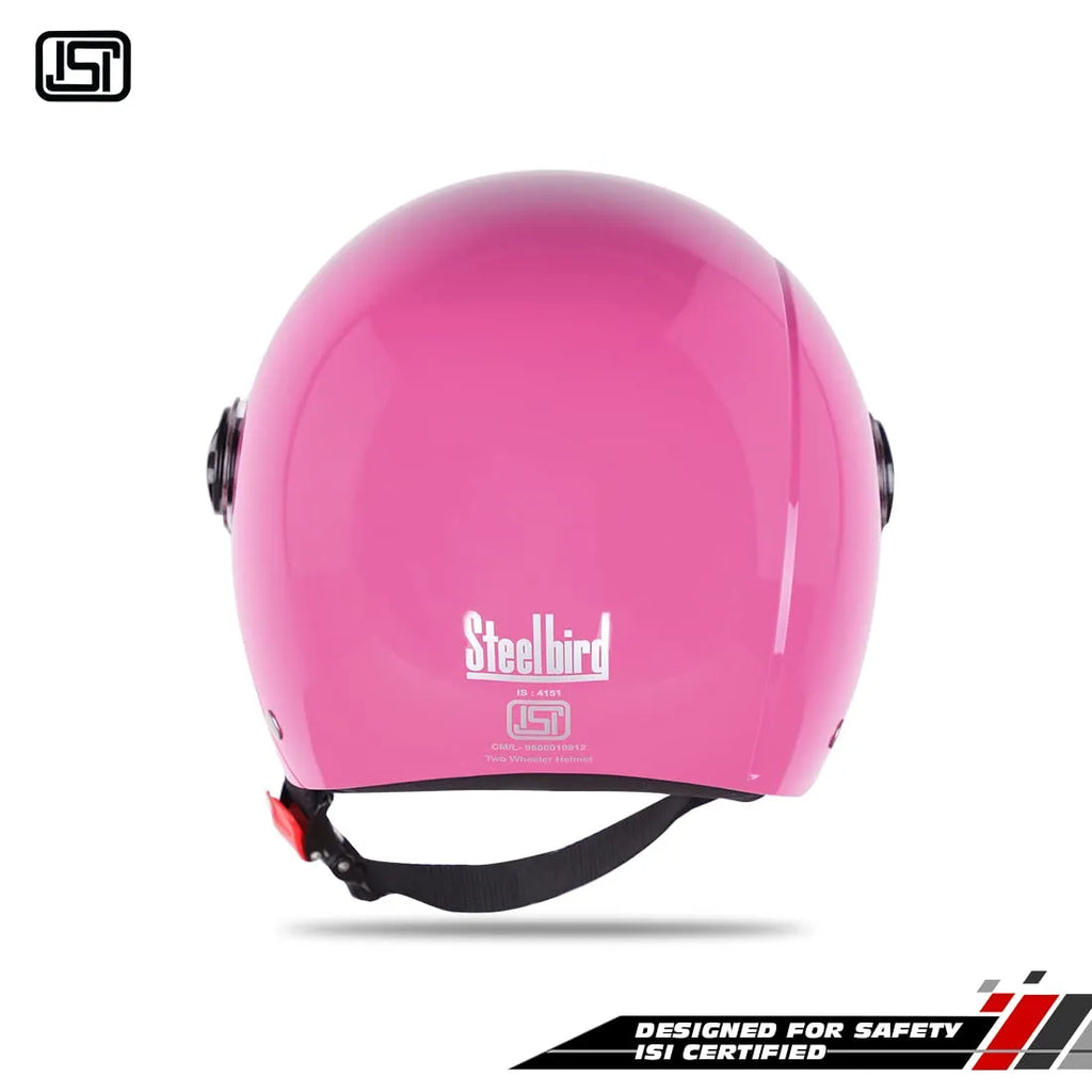 STEELBIRD Sbh16 Rex Glossy Pink Half Face Helmet
