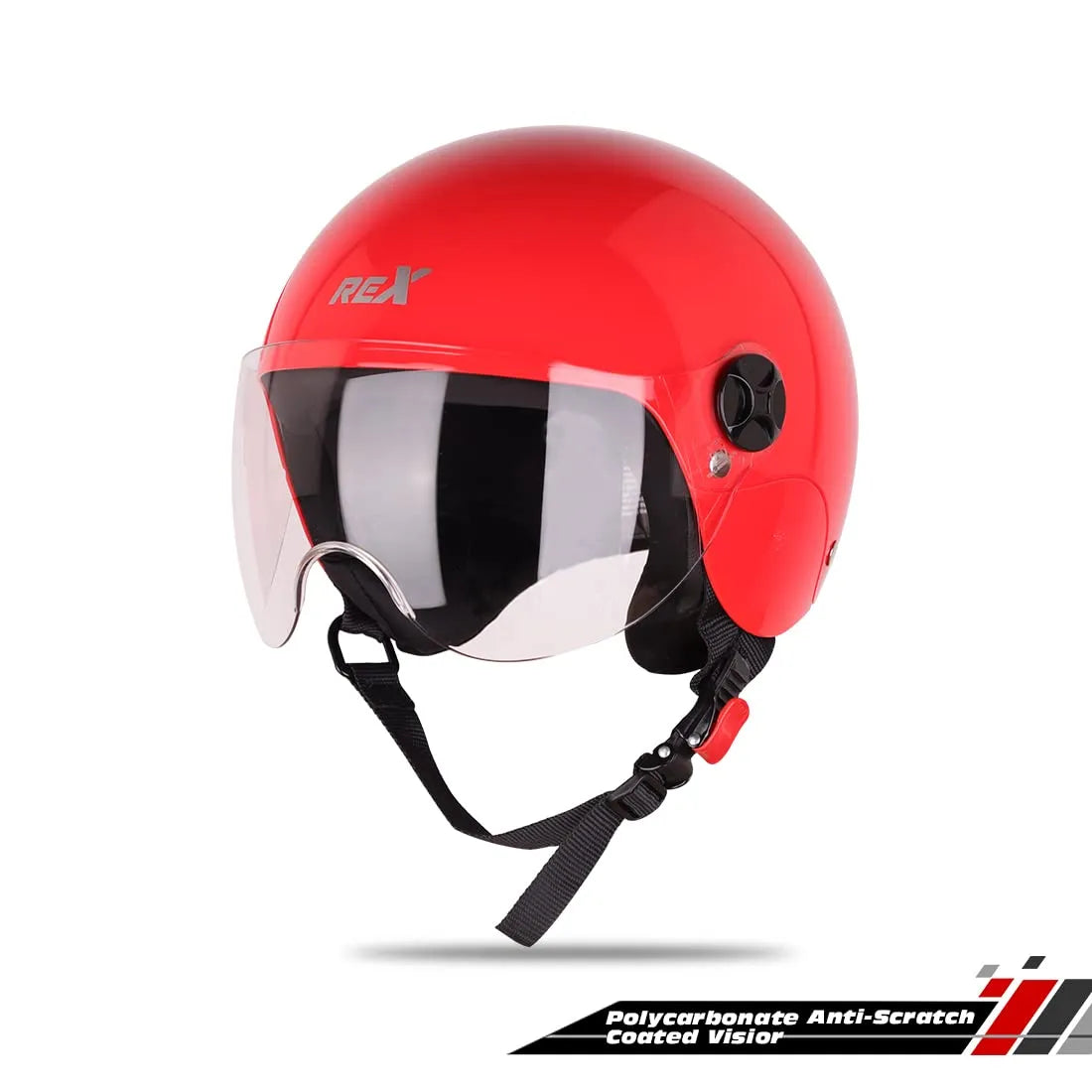 STEELBIRD Sbh16 Rex Glossy Red Half Face Helmet