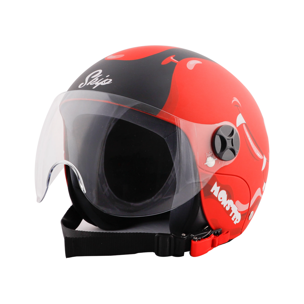 STEELBIRD Sbh 16 Toad Matt Red Black Half Face Helmet