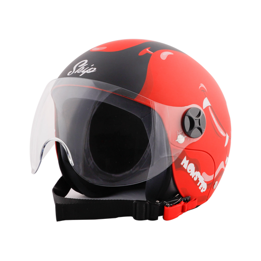 STEELBIRD Sbh 16 Toad Matt Red Black Half Face Helmet