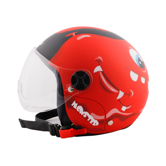 STEELBIRD Sbh 16 Toad Matt Red Black Half Face Helmet