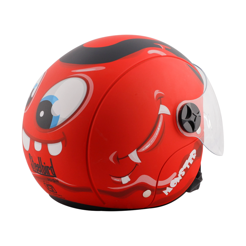 STEELBIRD Sbh 16 Toad Matt Red Black Half Face Helmet