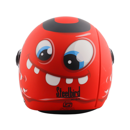 STEELBIRD Sbh 16 Toad Matt Red Black Half Face Helmet