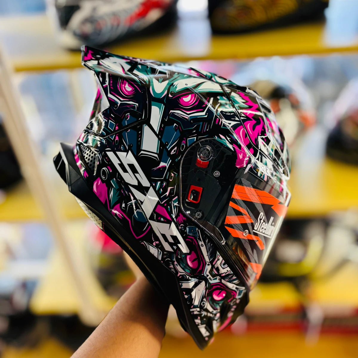 Steelbird Sbh 61 Iss Sxe Sp1 With Afs Edition Glossy Black With Purple Full Face Helmet