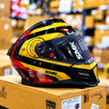 Smk Agnar Cyborg Gl237 Gloss Black Red Gold Full Face Helmet