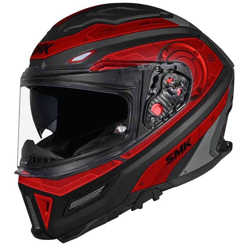 Smk Agnar Cyborg GL263 Black Red Full Face Helmet