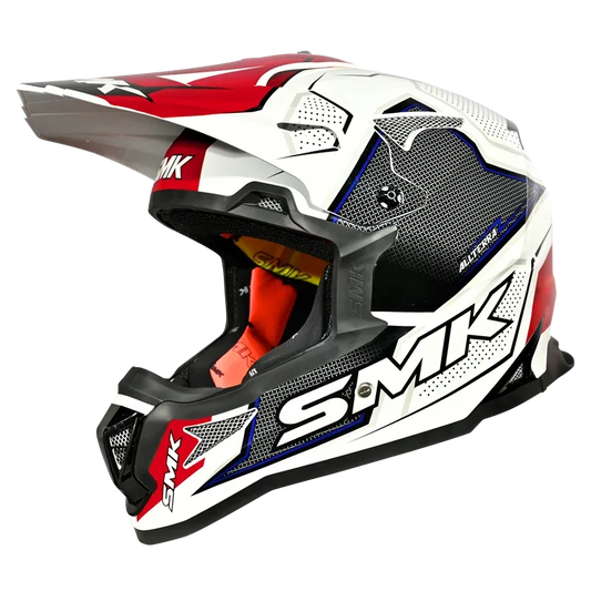 Smk Allterra Maverix GL 123 White Red Off Road Helmet