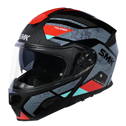 SMK Gullwing Grey Red Gl263 Flip Up Helmet