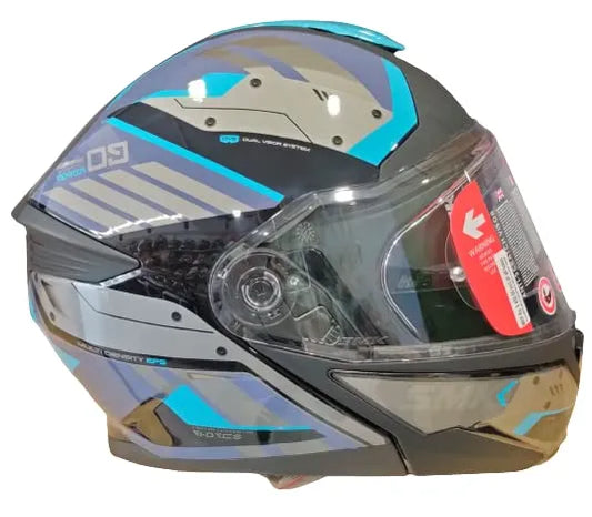 SMK Gullwing S01 Tekker Black Grey Blue Full Face Helmet
