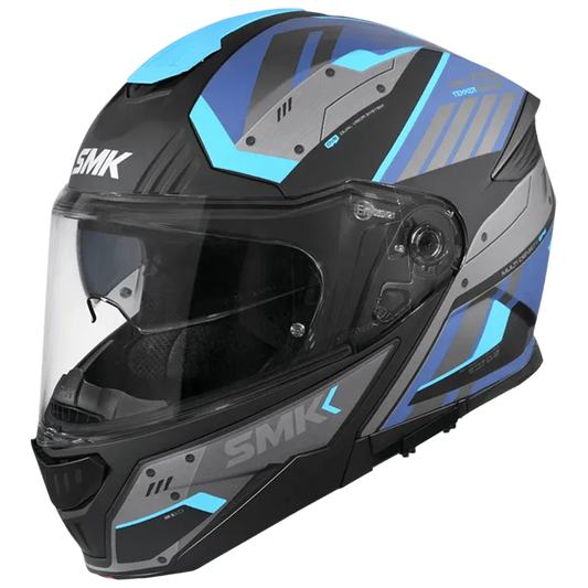 SMK Gullwing Tekker Ma265 Matt Black Grey Blue Full Face Helmet