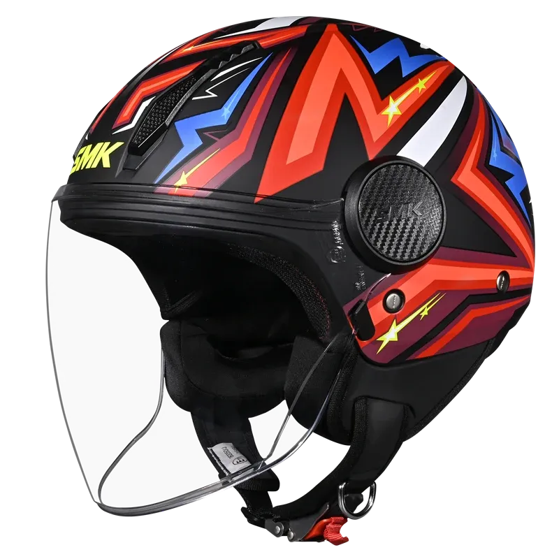 Smk Laminar Starz GL235 Black Red Half Face Helmet