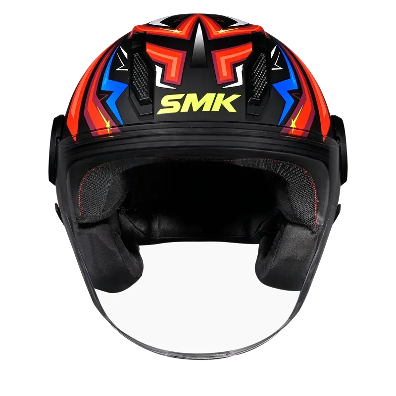 Smk Laminar Starz GL235 Black Red Half Face Helmet