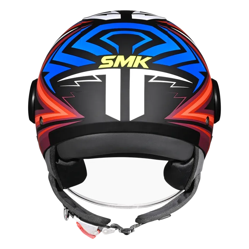 Smk Laminar Starz GL235 Black Red Half Face Helmet